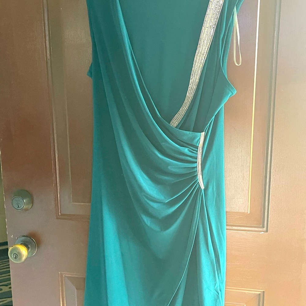 Womens MSK Emerald Green and Rhinestone dress